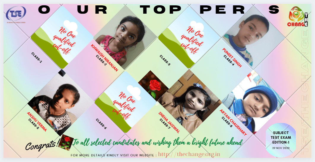 TSE/The Change family wishes all the best to Exam Edition-1 Champions.